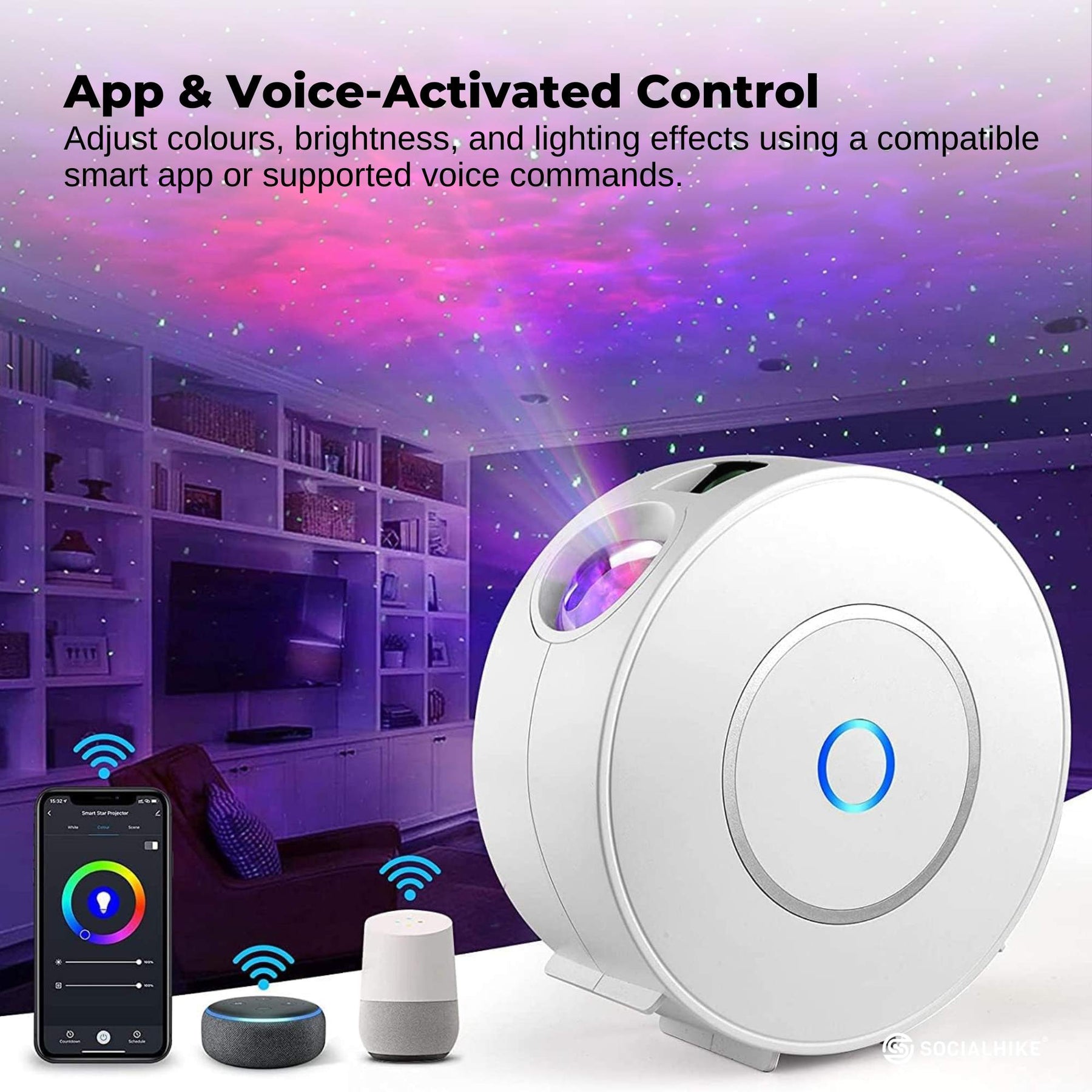 Social Hike Smart Galaxy Star Projector - WiFi LED Light with Voice Control - SuperSaverAU - view 3