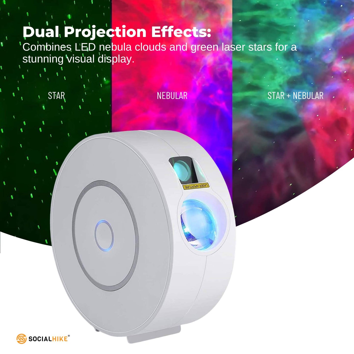 Social Hike Smart Galaxy Star Projector - WiFi LED Light with Voice Control