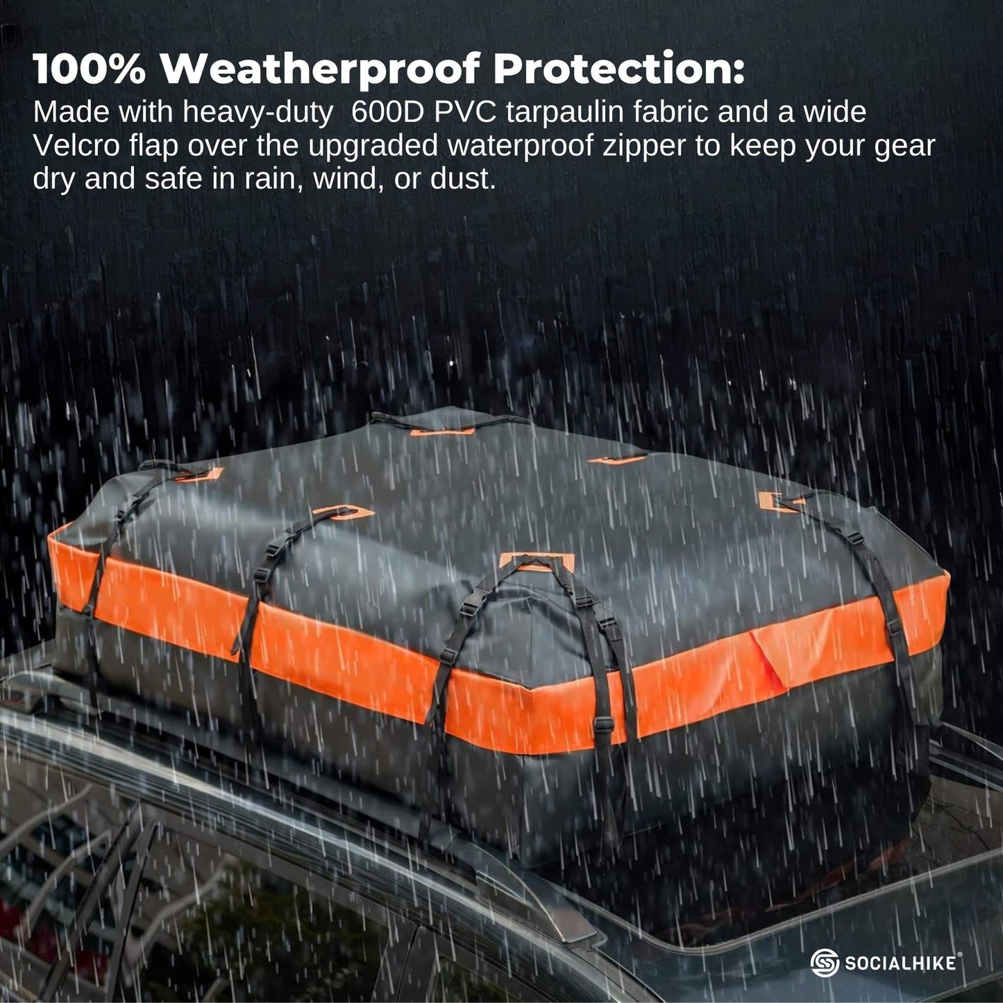 Social Hike 428L Waterproof Car Rooftop Storage Carrier Bag