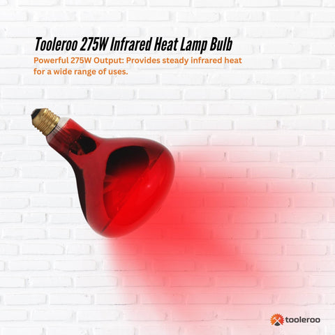 Tooleroo 275W Infrared Heat Lamp Bulb - Red Edison Screw Therapy Light YC-868B - SuperSaverAU - view 2