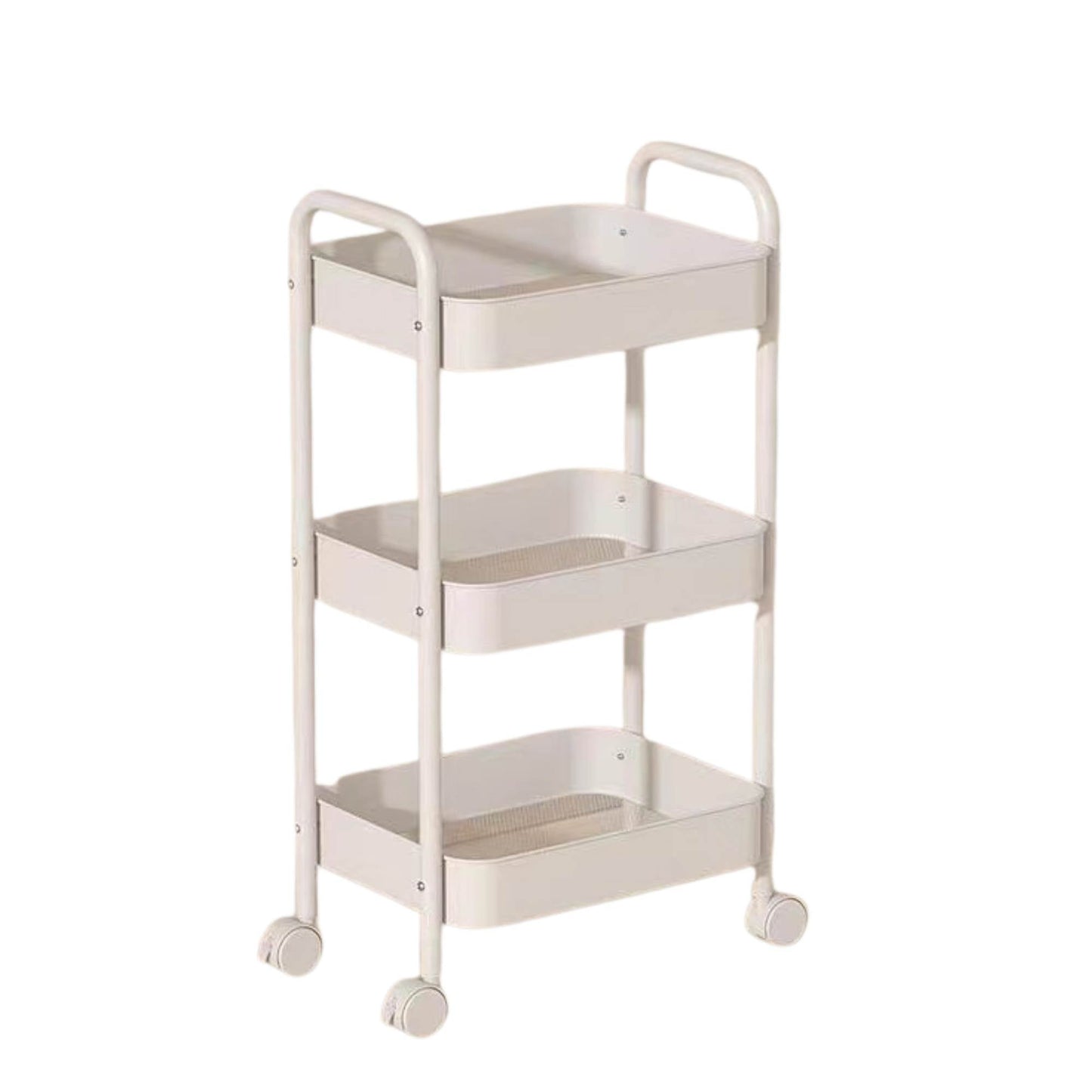 Kitchee 3-Tier Kitchen Storage Cart - Rolling Trolley with Wheels, White