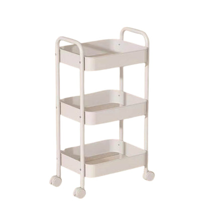 Kitchee 3-Tier Kitchen Storage Cart - Rolling Trolley with Wheels, White