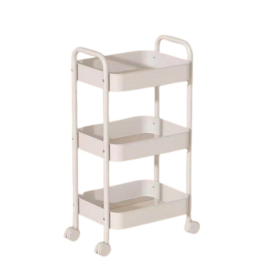 Kitchee 3-Tier Kitchen Storage Cart - Rolling Trolley with Wheels, White