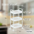 Kitchee 3-Tier Kitchen Storage Cart - Rolling Trolley with Wheels, White - SuperSaverAU - view 3