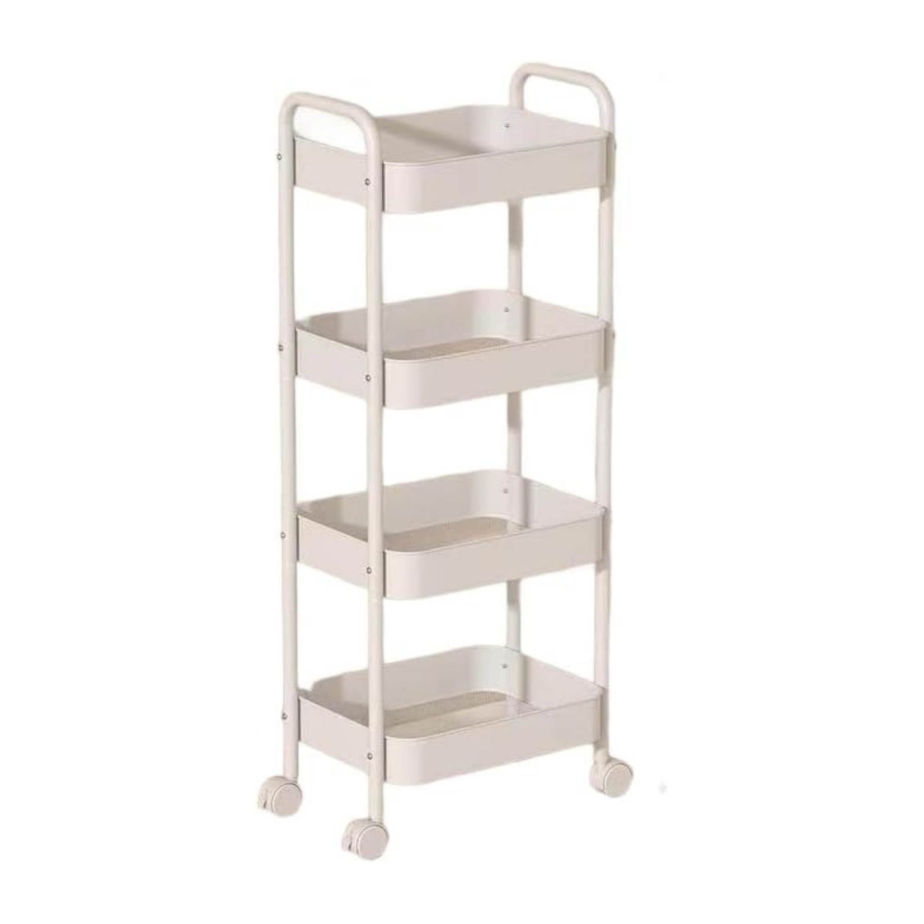Kitchee 4-Tier Kitchen Storage Cart with Wheels - White Metal Trolley - SuperSaverAU - view 1