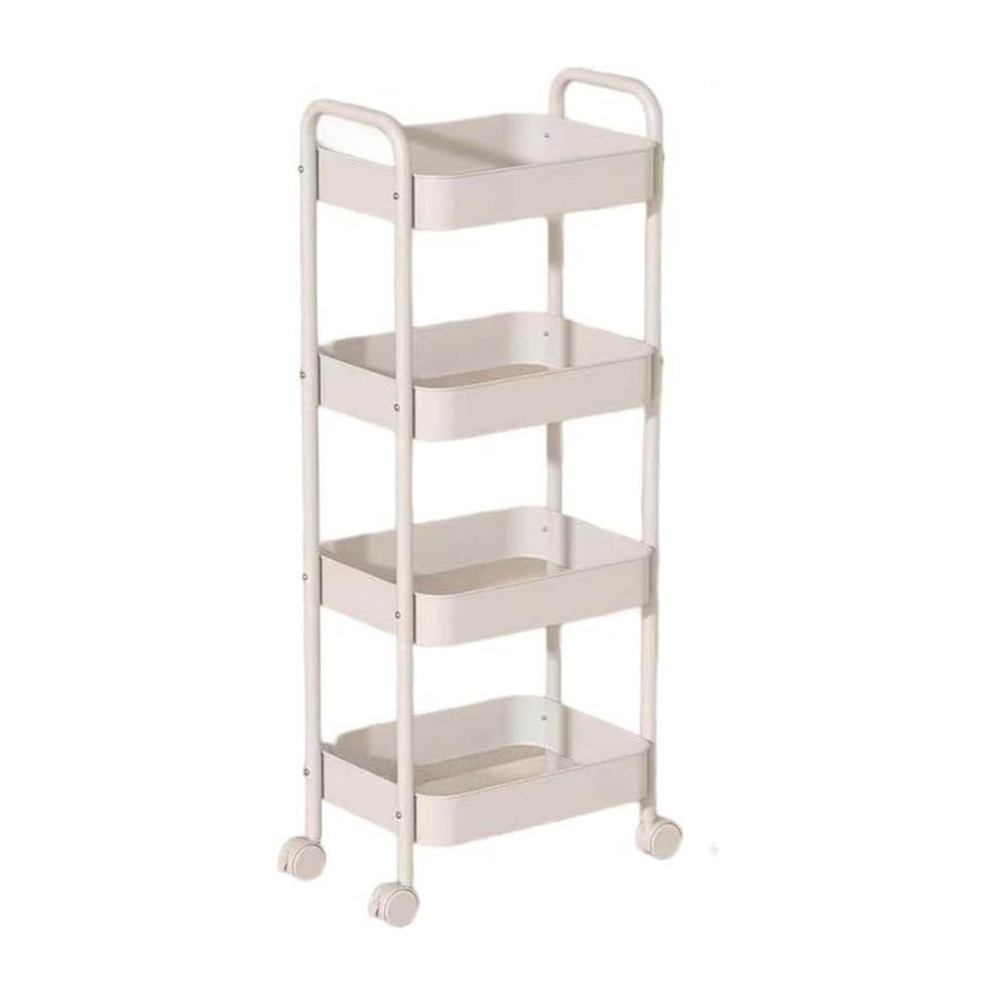 Kitchee 4-Tier Kitchen Storage Cart with Wheels - White Metal Trolley - SuperSaverAU - view 1