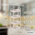 Kitchee 4-Tier Kitchen Storage Cart with Wheels - White Metal Trolley - SuperSaverAU - view 3
