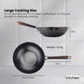 Kitchee Carbon Steel Wok Set – 32cm with Wood Lid & Spatula