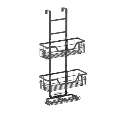 Kitchee 3-Tier Shower Caddy - Over Door Storage Rack, Black