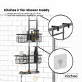 Kitchee 3-Tier Shower Caddy - Over Door Storage Rack, Black - SuperSaverAU - view 4