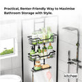 Kitchee 3-Tier Shower Caddy - Over Door Storage Rack, Black - SuperSaverAU - view 6