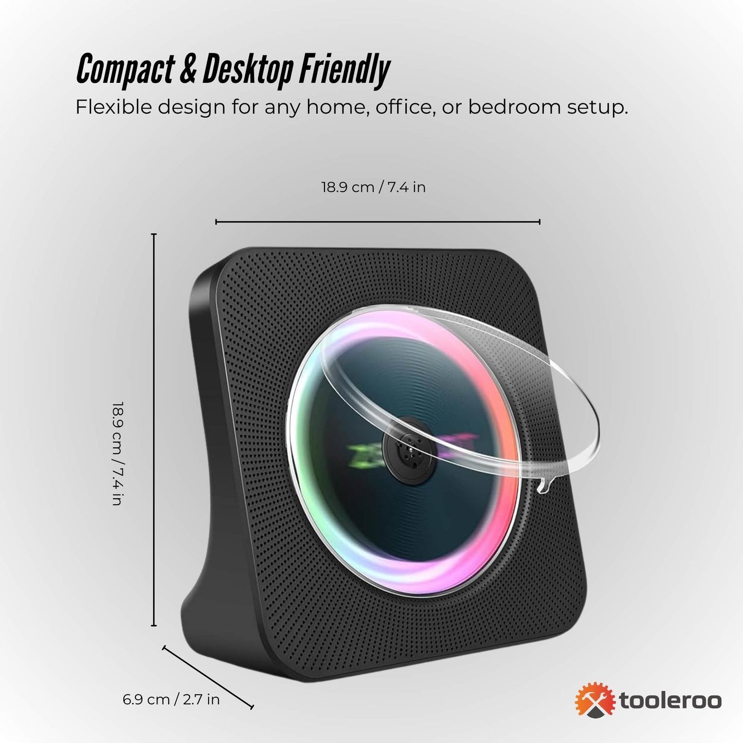 Tooleroo USB Rechargeable Bluetooth CD Player Speaker - Portable Black