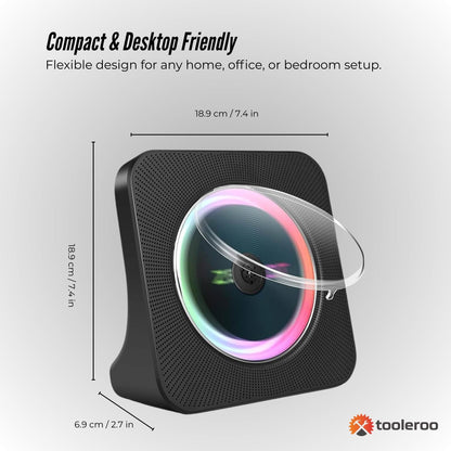 Tooleroo USB Rechargeable Bluetooth CD Player Speaker - Portable Black