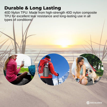 Social Hike Step-Inflating Camping Mattress - Lightweight Waterproof Grey