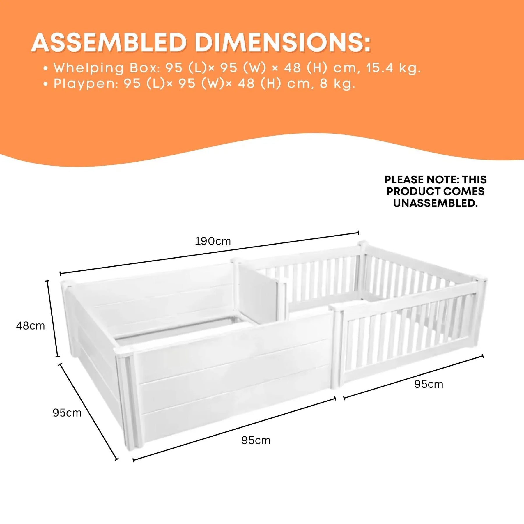 Rooster Farms PVC Dog Whelping Box & Playpen Kit - 1.9 x 0.95m