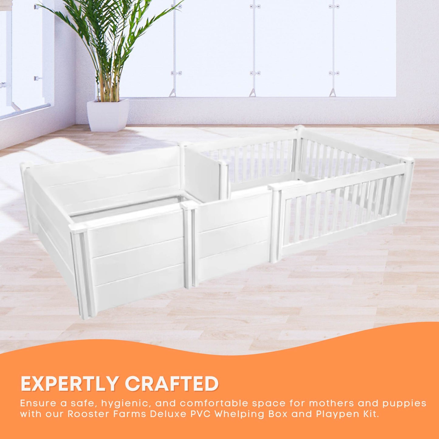 Rooster Farms Deluxe PVC Whelping Box and Playpen Kit 1.9m x 0.95m x 0.48m