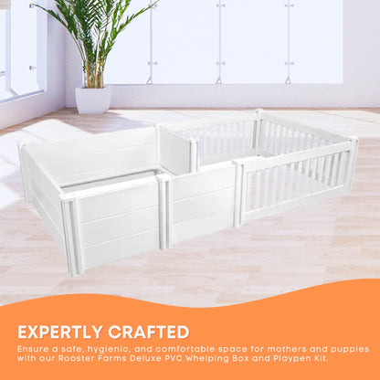 Rooster Farms Deluxe PVC Whelping Box and Playpen Kit 1.9m x 0.95m x 0.48m