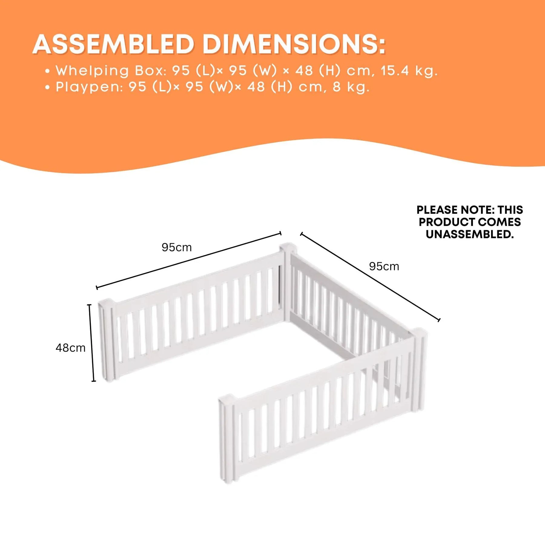 Rooster Farms PVC Dog Play Pen Extension - 0.95m White
