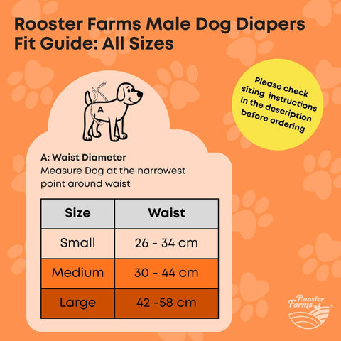 Rooster Farms Male Dog Diapers Small 3-Pk Washable Reusable Nappies - SuperSaverAU - view 2