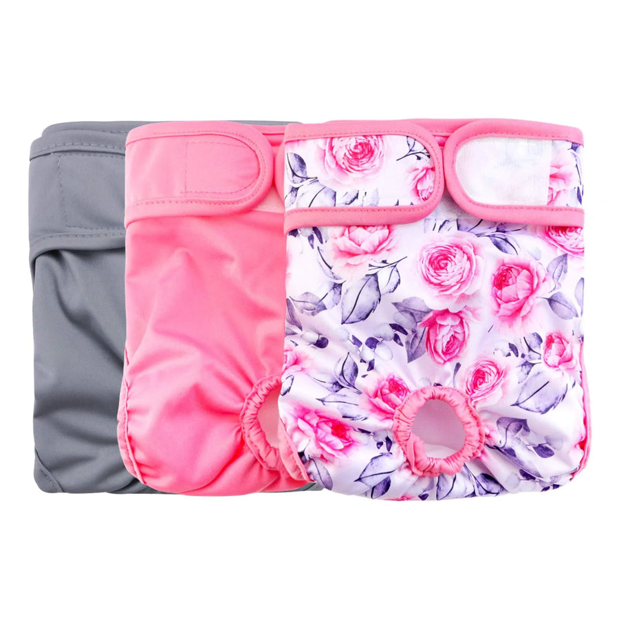 Rooster Farms X-Small Female Dog Diapers 3-Pk Washable Reusable Nappies