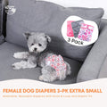Rooster Farms X-Small Female Dog Diapers 3-Pk Washable Reusable Nappies