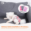 Rooster Farms Female Dog Diapers Small 3Pk Washable Reusable Nappies