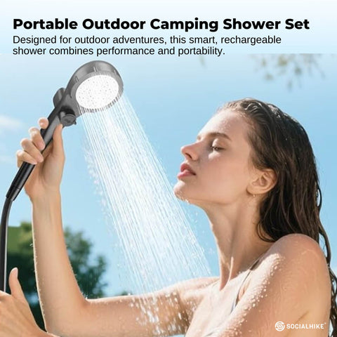 Social Hike Portable Camping Shower Kit - 6000mAh Rechargeable Pump, LED Display - SuperSaverAU - view 2