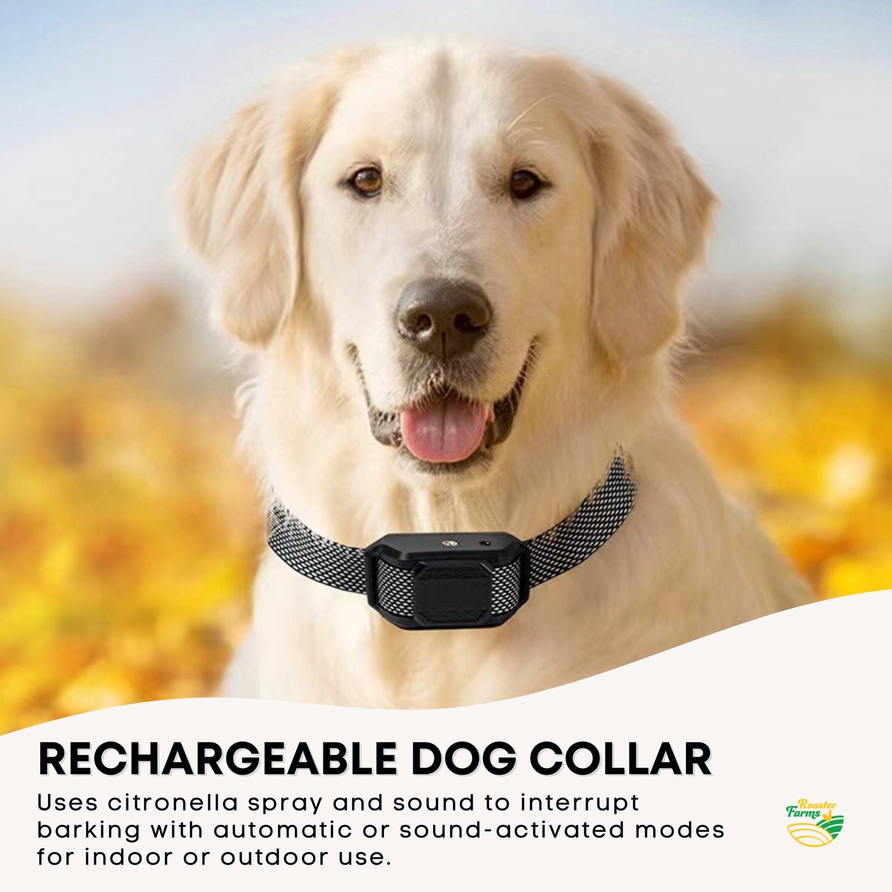 Rooster Farms Citronella Dog Bark Training Collar with Sound
