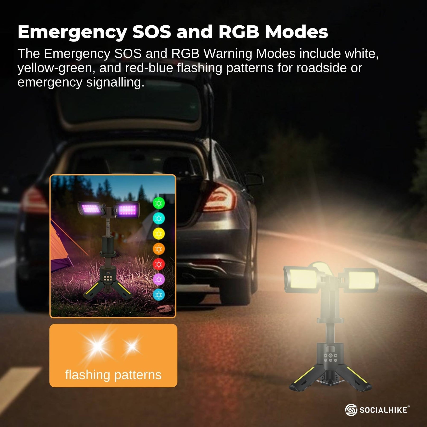 Social Hike Rechargeable Telescopic Camping Light 100cm, 20W Power Bank, IPX6 - SuperSaverAU - view 7