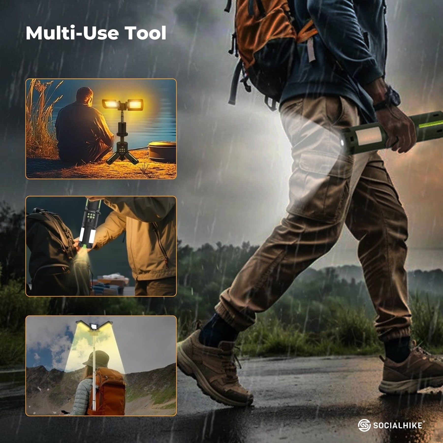 Social Hike Rechargeable Telescopic Camping Light 100cm, 20W Power Bank, IPX6 - SuperSaverAU - view 9