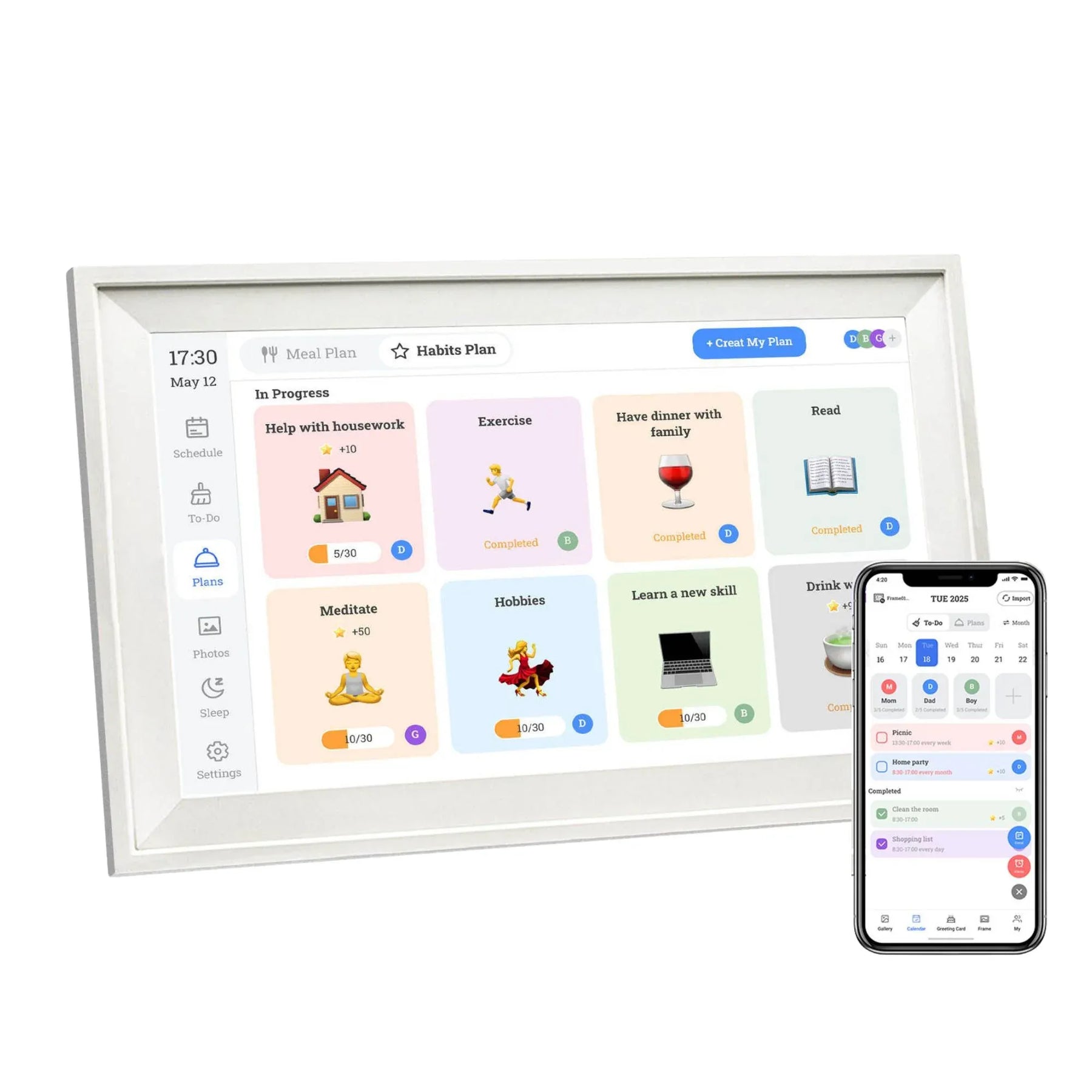 Kitchee Digital Calendar Smart Family Planner – White 15.6 Inch