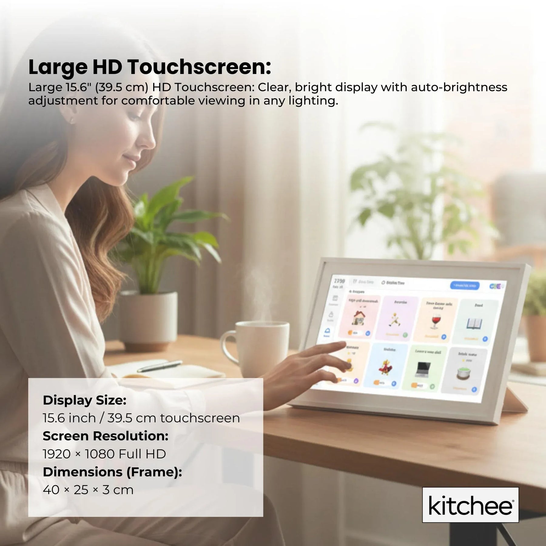 Kitchee Digital Calendar Smart Family Planner – White 15.6 Inch