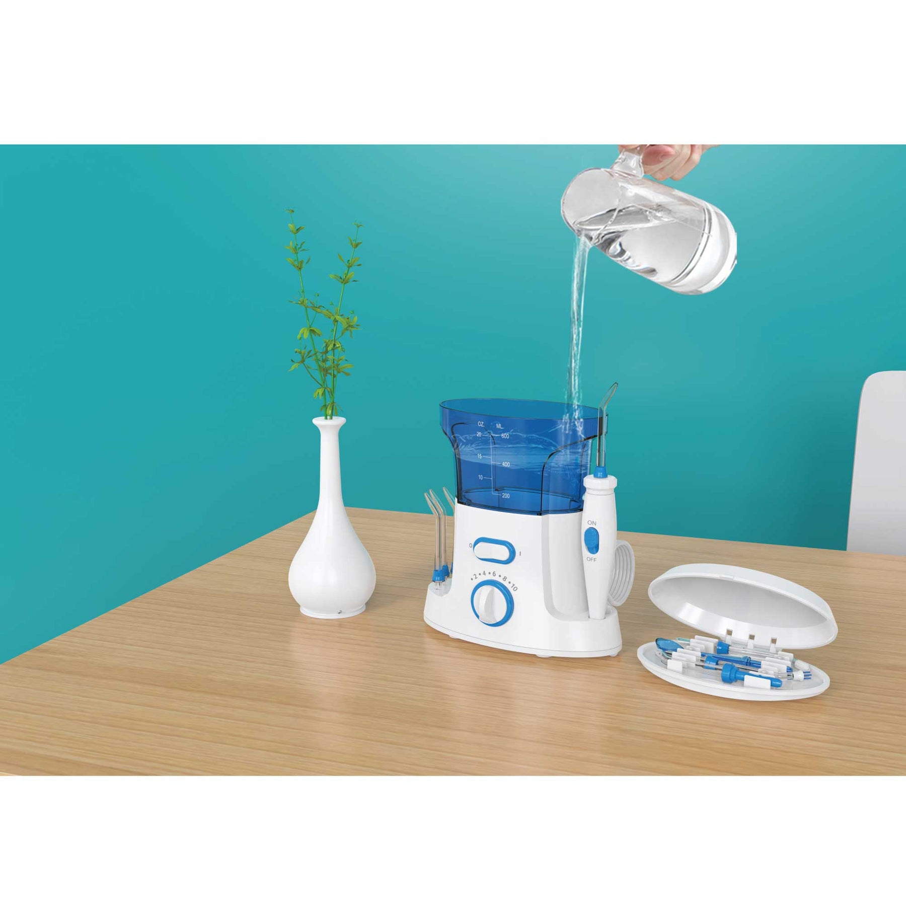 600ml Electric Dental Water Flosser Teeth Irrigator 10 Pressure Settings 7 Tips - SuperSaverAU - view 3