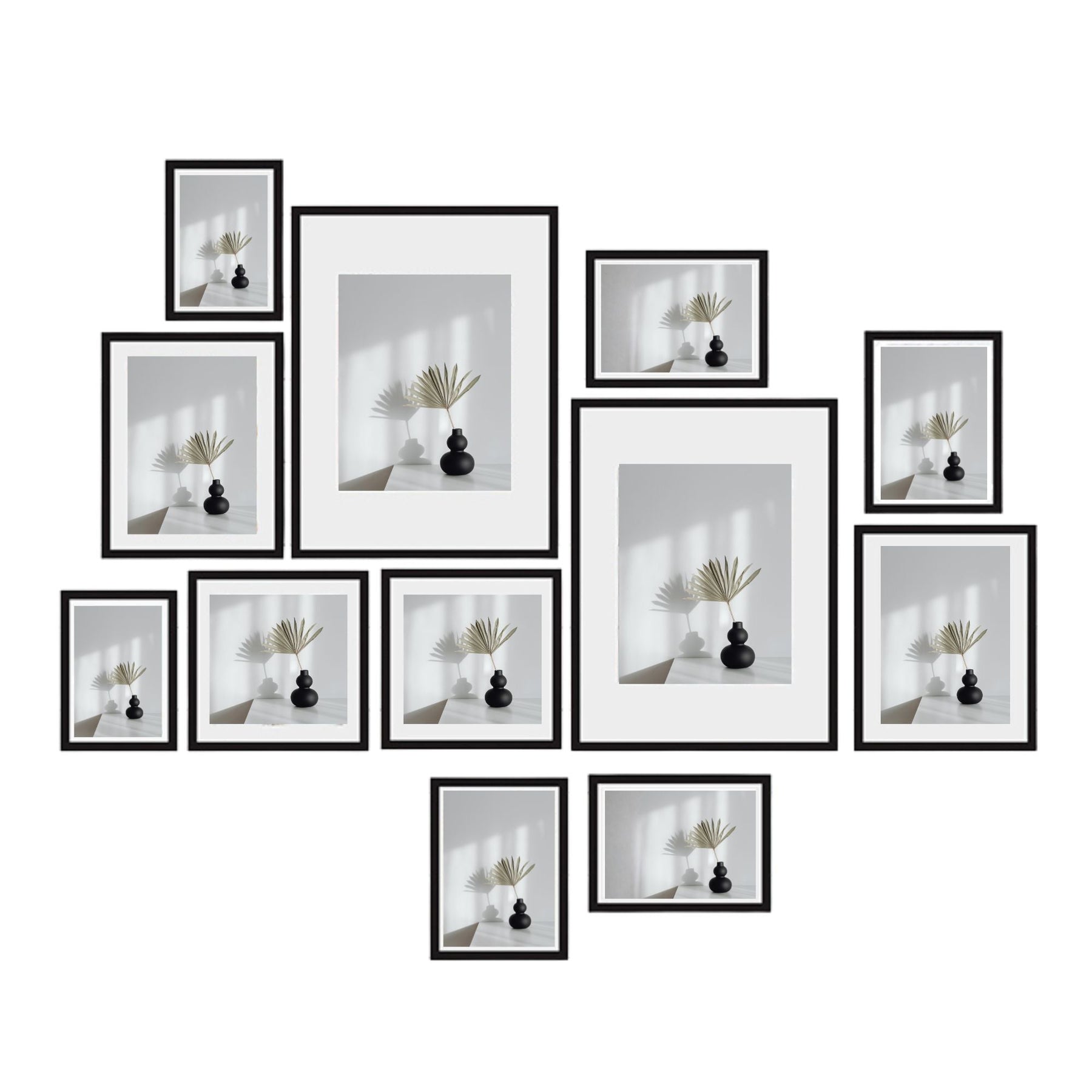 Kitchee Photo Frame Set – Matt Black Mixed Sizes, 12 Piece