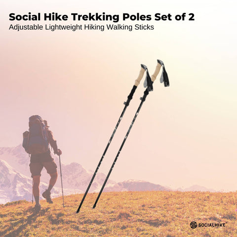 Social Hike Adjustable Trekking Poles Set - 2 Pack