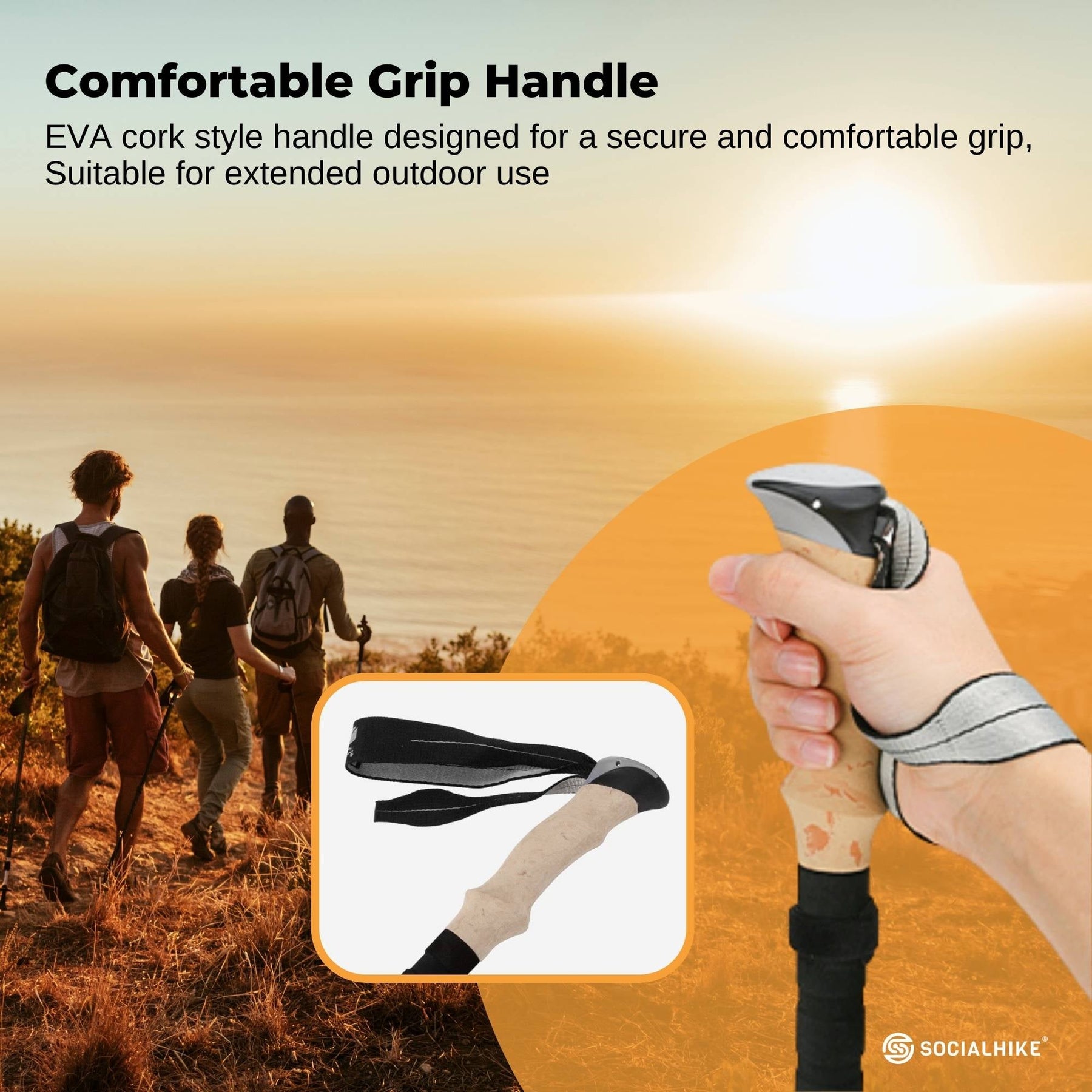 Social Hike Adjustable Trekking Poles Set - 2 Pack