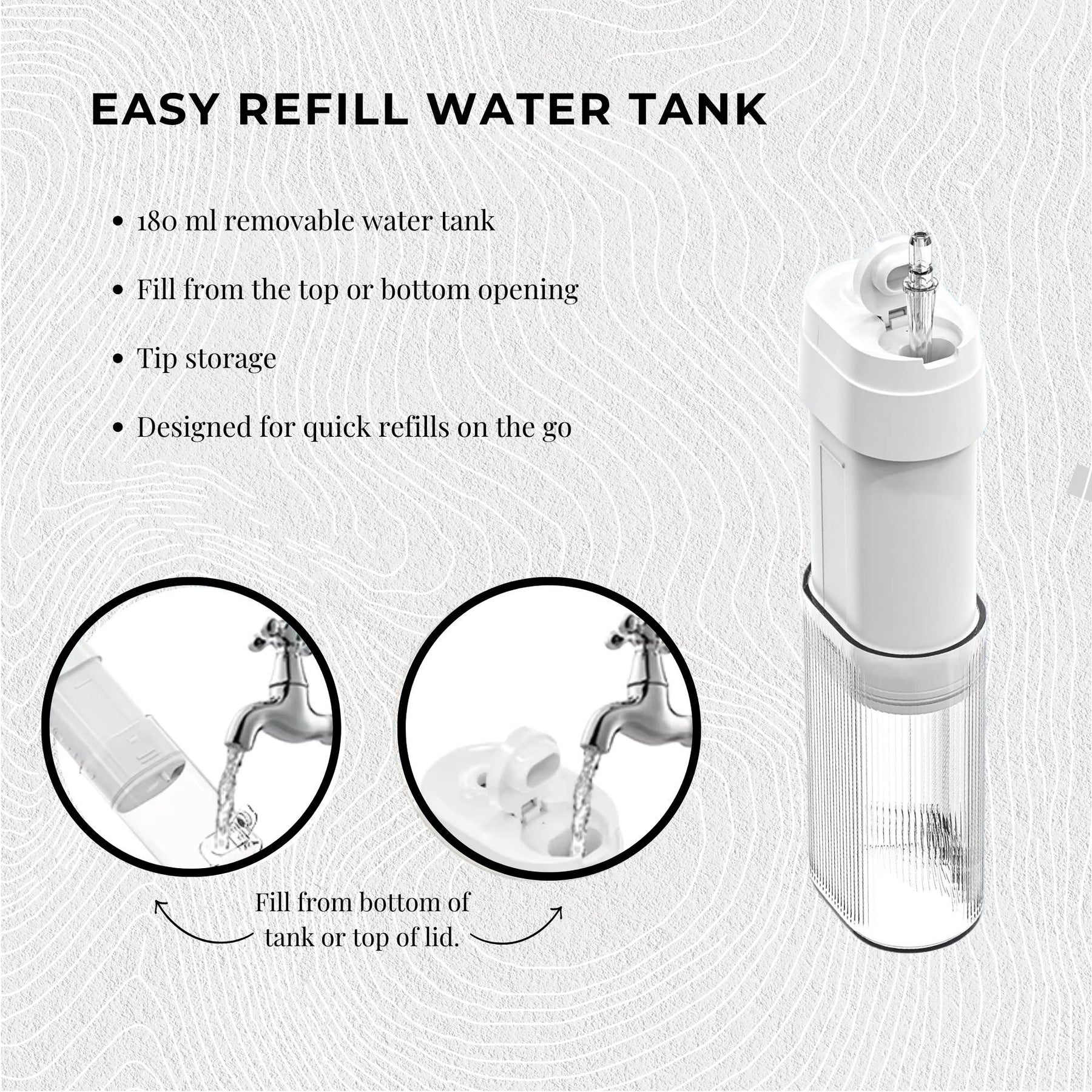 Orku Mini Rechargeable Water Flosser 180ml Travel Oral Irrigator USB-C