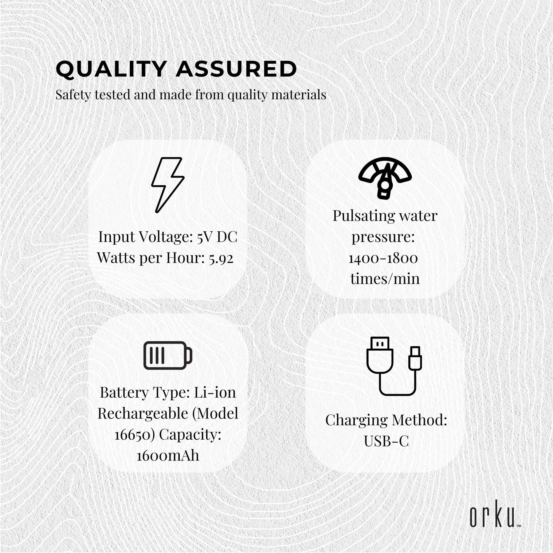 Orku Mini Rechargeable Water Flosser 180ml Travel Oral Irrigator USB-C