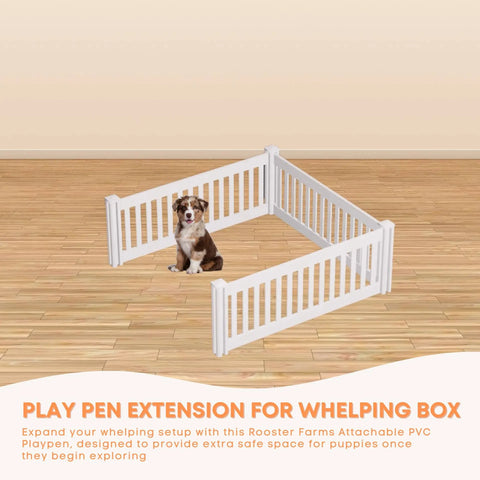 Rooster Farms PVC Dog Playpen Extension 3 Side Enclosure - 1.48m