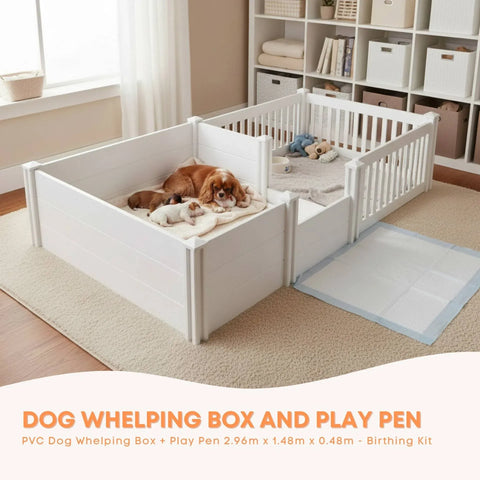 Rooster Farms PVC Dog Whelping Box & Playpen Kit - 2.96m x 1.48m