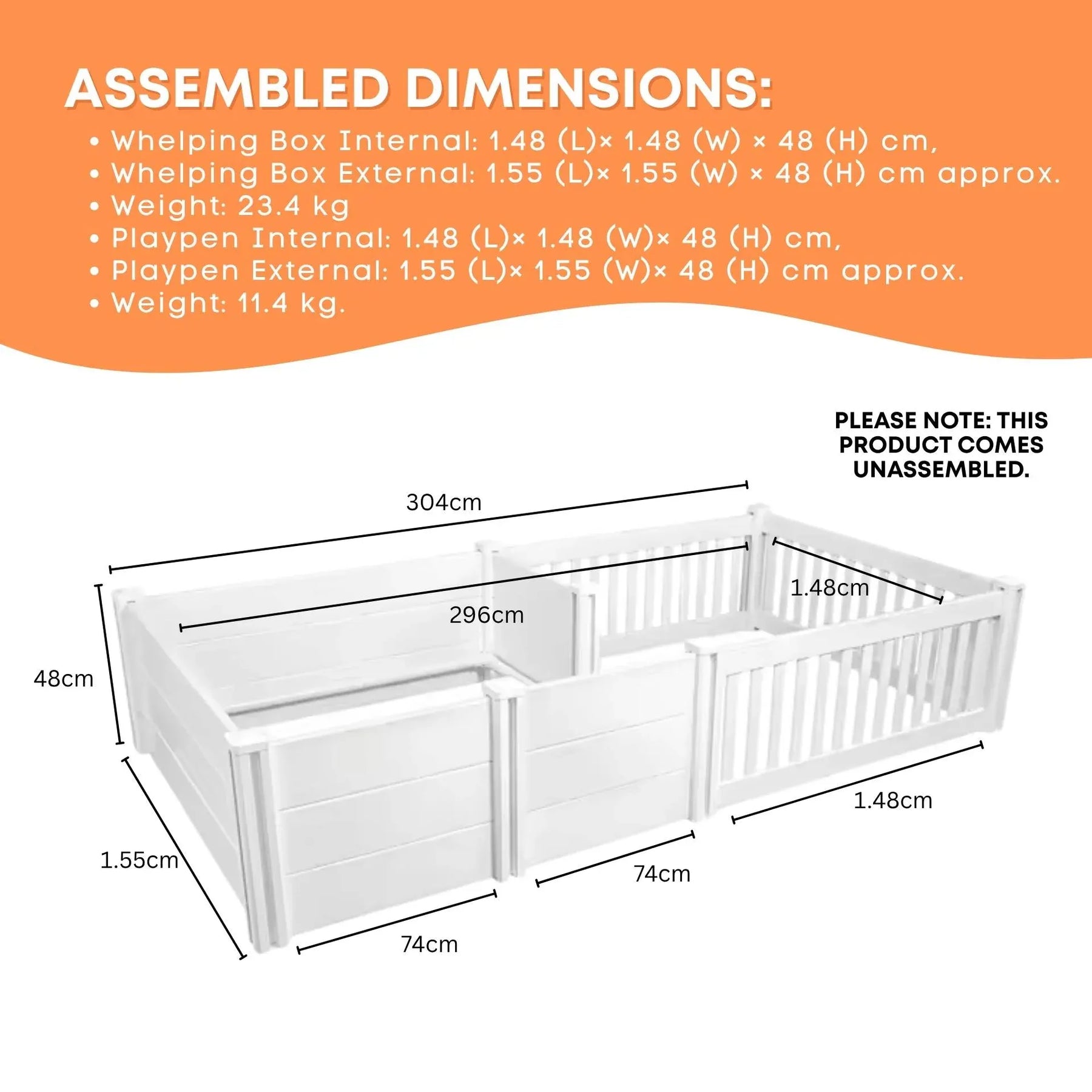 Rooster Farms PVC Dog Whelping Box & Playpen Kit - 2.96m x 1.48m