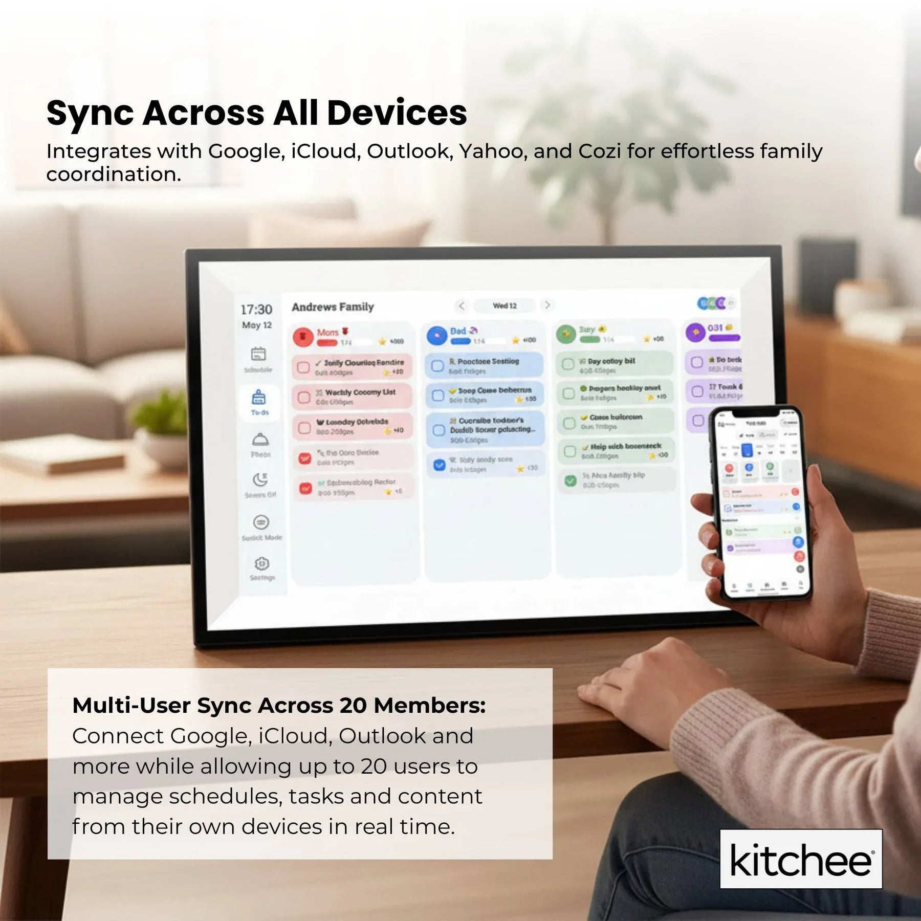 Kitchee Digital Calendar Smart Family Planner – Black 15.6 Inch Touchscreen
