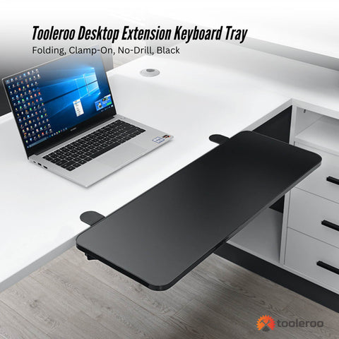 Tooleroo Folding Tray Desk Extender – Black Clamp-On Shelf 65 x 24cm