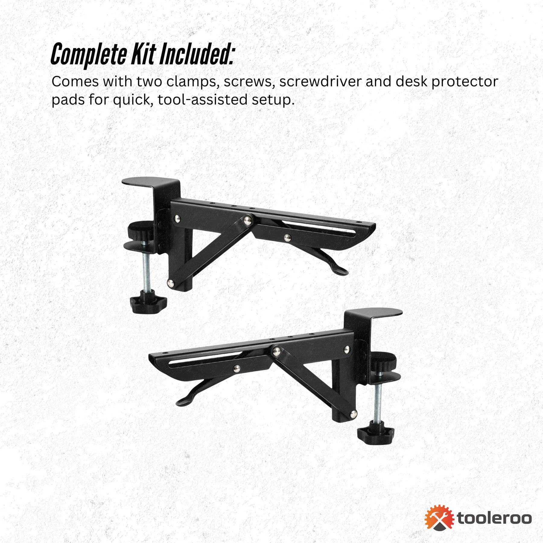 Tooleroo Folding Tray Desk Extender – Black Clamp-On Shelf 65 x 24cm