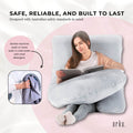 Orku Maternity Pregnancy Pillow – Grey J-Shape Full Body Support