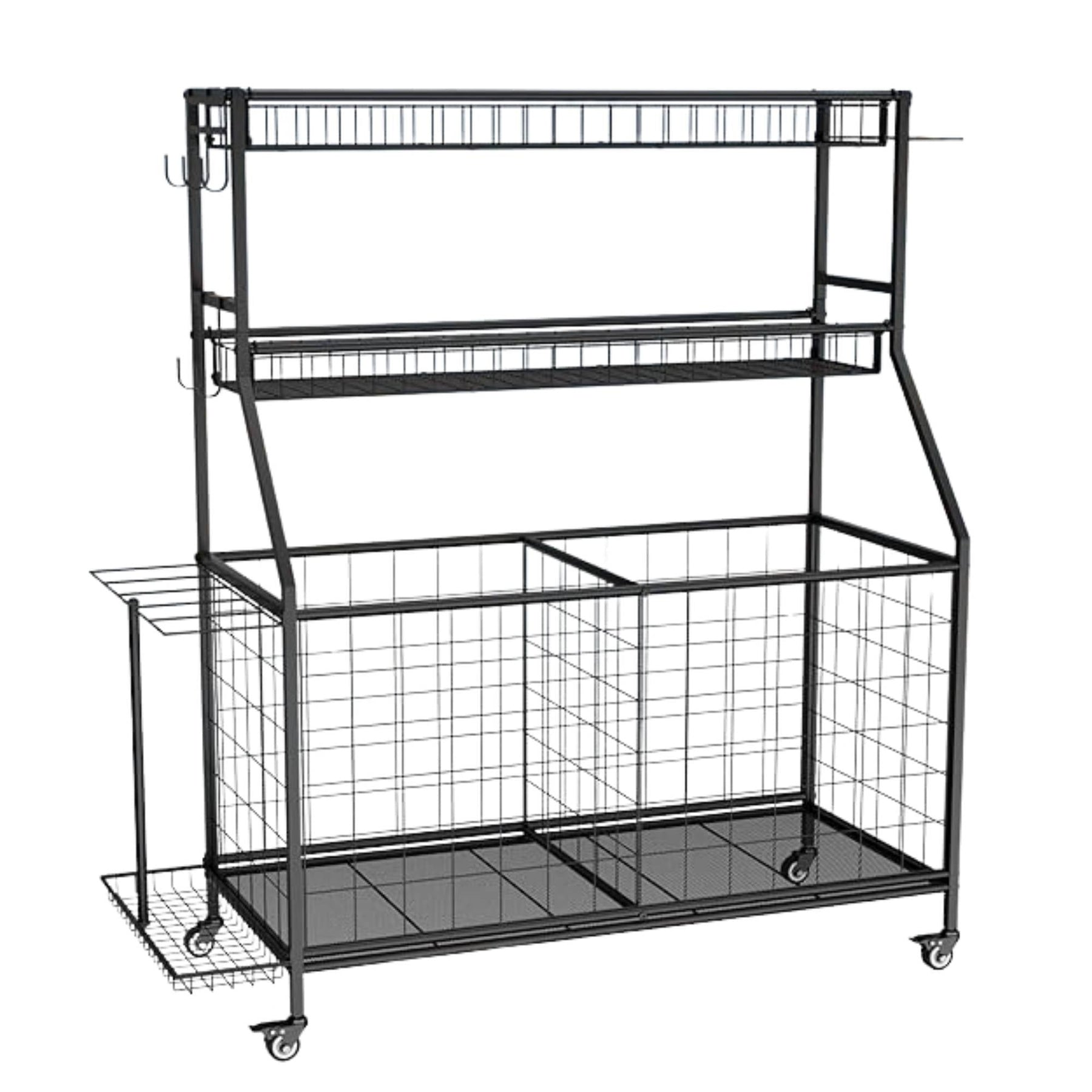 Social Hike Sports Equipment Storage Organiser Trolley with Wheels - Black