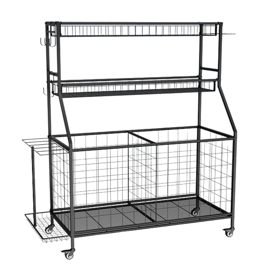Social Hike Sports Equipment Storage Organiser Trolley with Wheels - Black