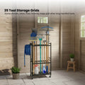 Tooleroo Rolling Garden Tool Organiser Rack with 35 Storage Grids - Black