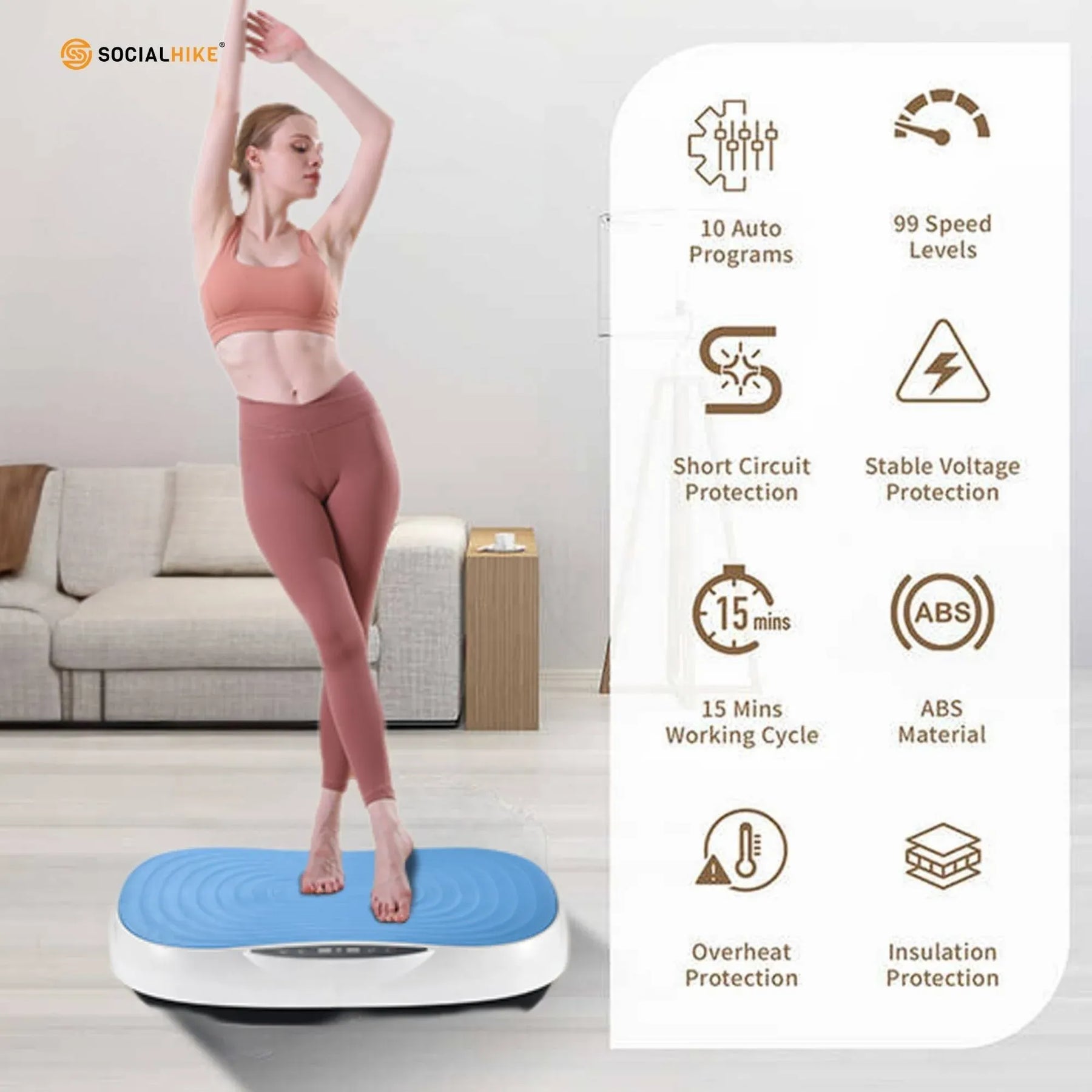Social Hike KW566 55cm Vibration Plate Machine - Blue