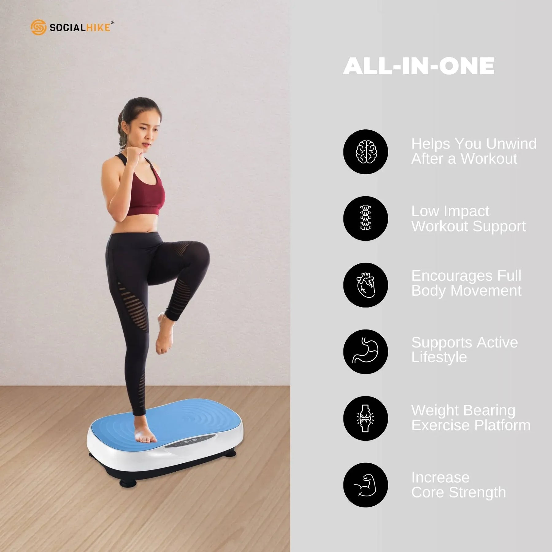 Social Hike KW566 55cm Vibration Plate Machine - Blue